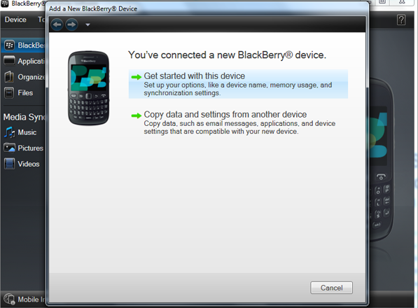 connect blackberry device to import outlook contacts