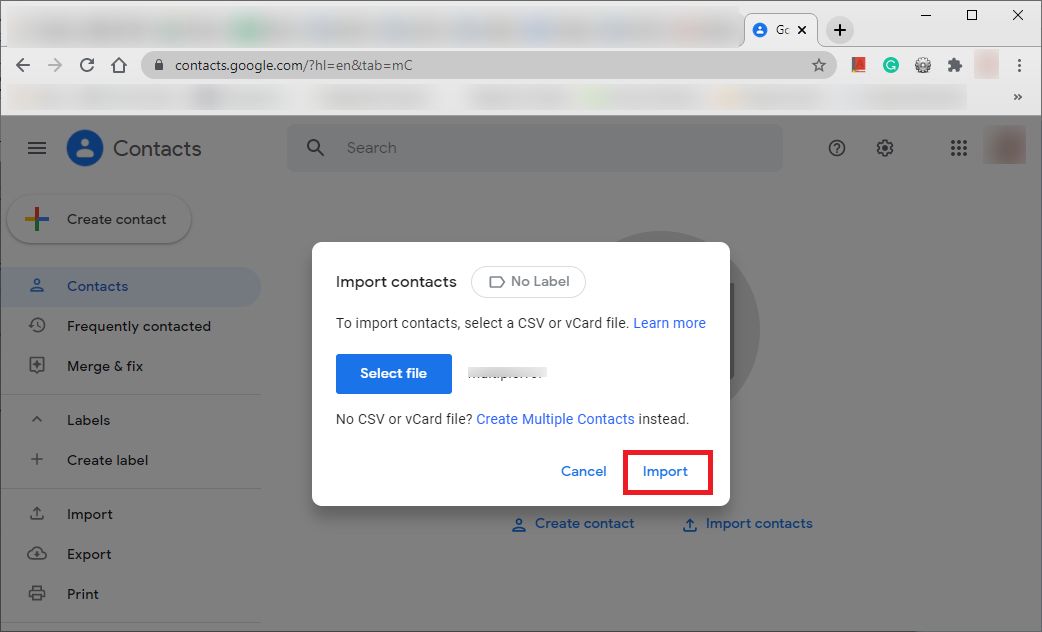 Export Excel Contacts to Gmail