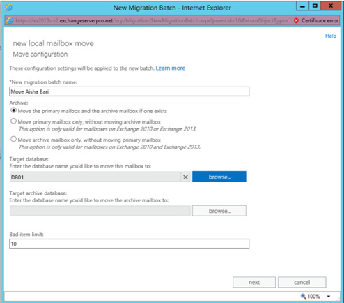 Batch Move Mailbox in Exchange