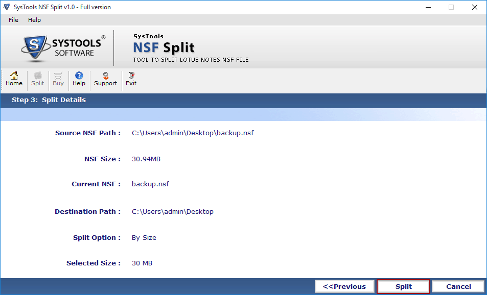 details of nsf split process