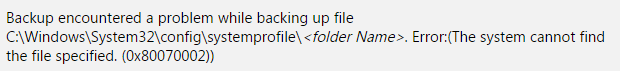 Windows Backup Error 1