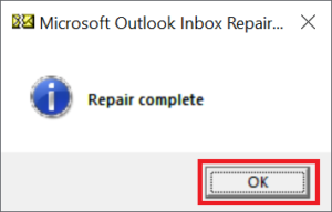 Inbox Repair Tool Process Completed