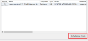 Verify Backup Media for SQL Server Object Level Recovery