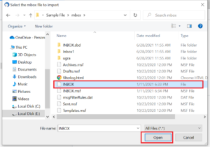 Browse File to Convert MBOX to PST