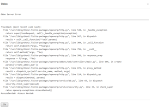 Odoo Database Creation Access Denied Error Message
