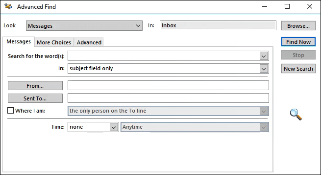 Outlook Advanced Search